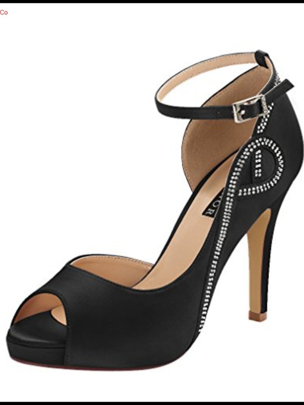 ERIJUNOR Women Peep Toe Platform Satin Rhinestone Wedding Heels